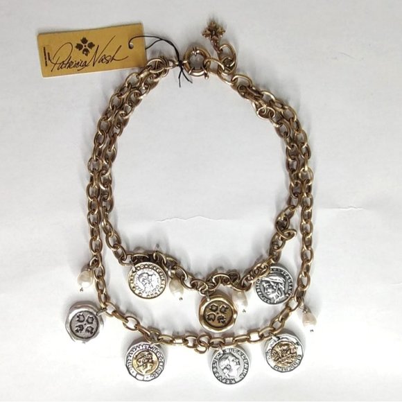 Patricia Nash Necklace Double Charm World Coin & Freshwater Pearls - Picture 4 of 9